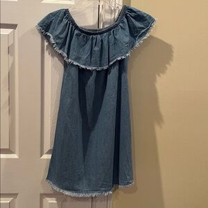 Derek Heart Off-Shoulder Denim Dress